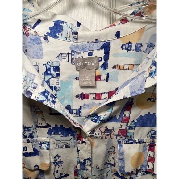 Chico's Women's Size 4 (20/22) Lighthouse Soft Long Sleeve Button Up Blouse - Picture 3 of 6